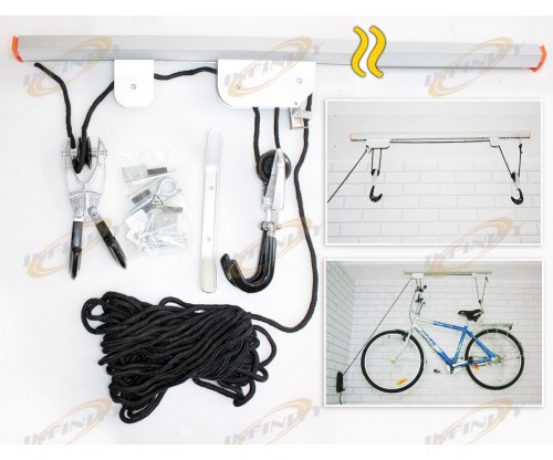 Bike Lift Rack w/ Ceiling Rail Mounting Bike Rack (Bike & Ladder Lift) Hanger